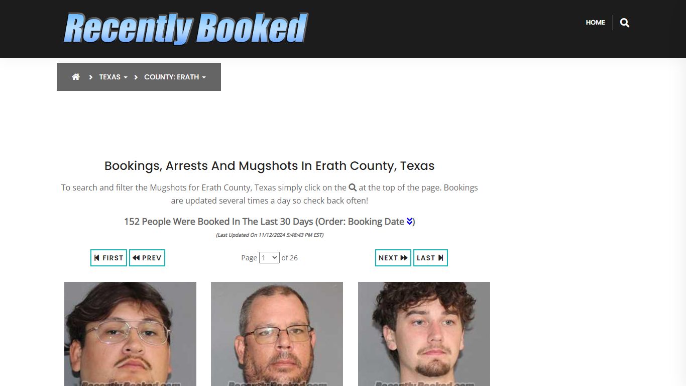 Bookings, Arrests and Mugshots in Erath County, Texas - Recently Booked