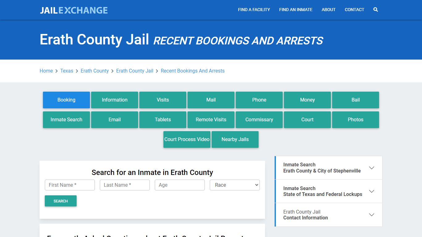 Erath County Jail Recent Bookings And Arrests - Jail Exchange